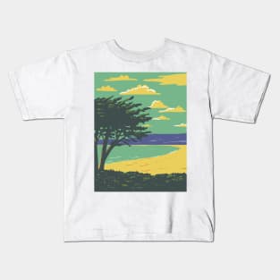 Carmel Beach in Monterey County California WPA Poster Art Kids T-Shirt
